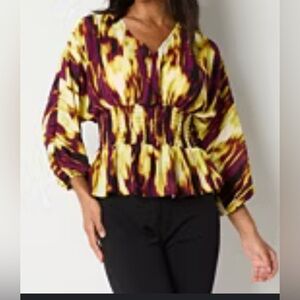 Bold Elements Womens V Neck 3/4 Sleeve Blouse